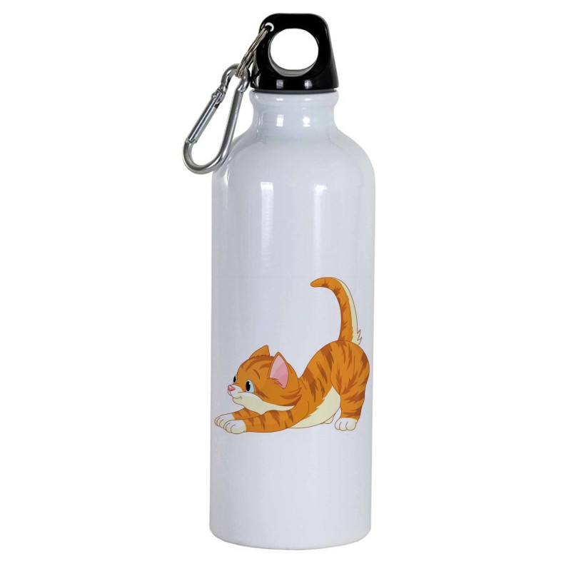 Borraccia disegno gatto che si stiracchia -  Cartone animato da 500 ml con moschettone178 - Sport tempo libero