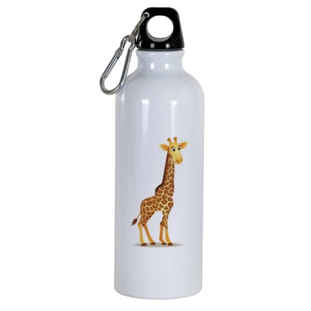 Borraccia disegno giraffa con sorriso -  Cartone animato da 500 ml con moschettone201 - Sport tempo libero