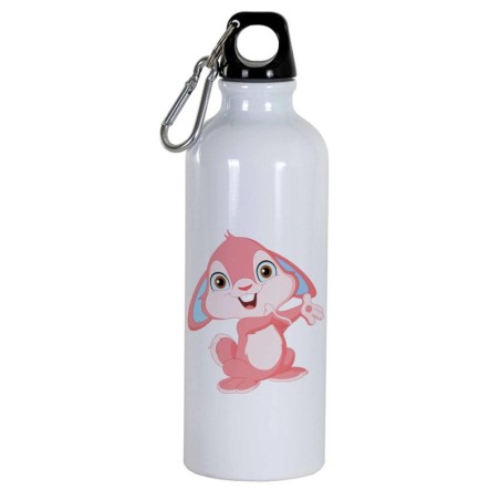 Borraccia disegno coniglio rosa -  Cartone animato da 500 ml con moschettone202 - Sport tempo libero