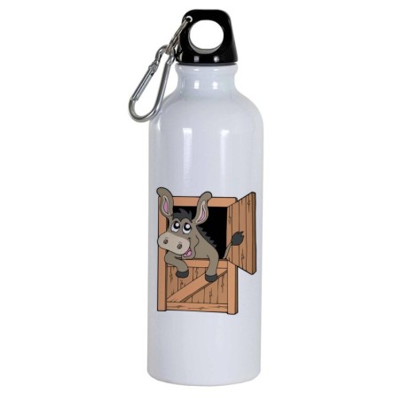 Borraccia disegno mucca nella stalla -  Cartone animato da 500 ml con moschettone203 - Sport tempo libero