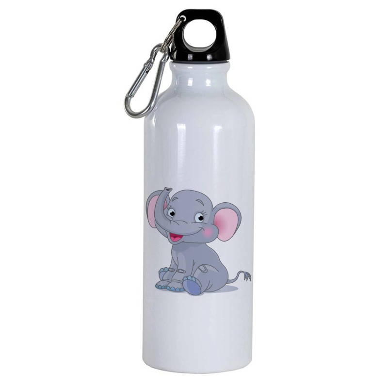 Borraccia disegno elefante seduto -  Cartone animato da 500 ml con moschettone204 - Sport tempo libero