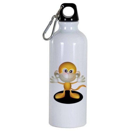 Borraccia disegno scimmia gialla -  Cartone animato da 500 ml con moschettone253 - Sport tempo libero