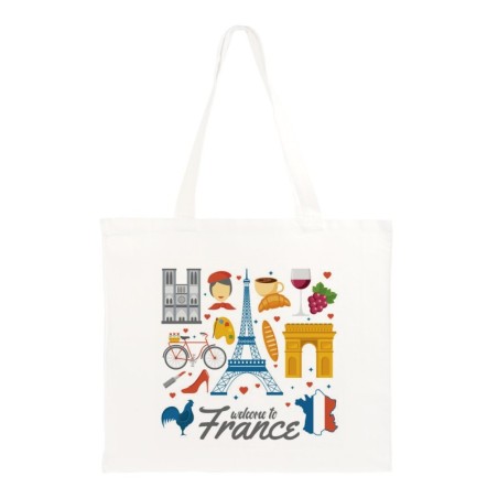 Borsa shopper Welcome to France 40x40 cm. manici lunghi6