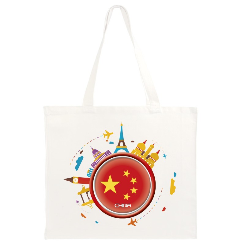 Borsa shopper China viaggi astratto bandiera49